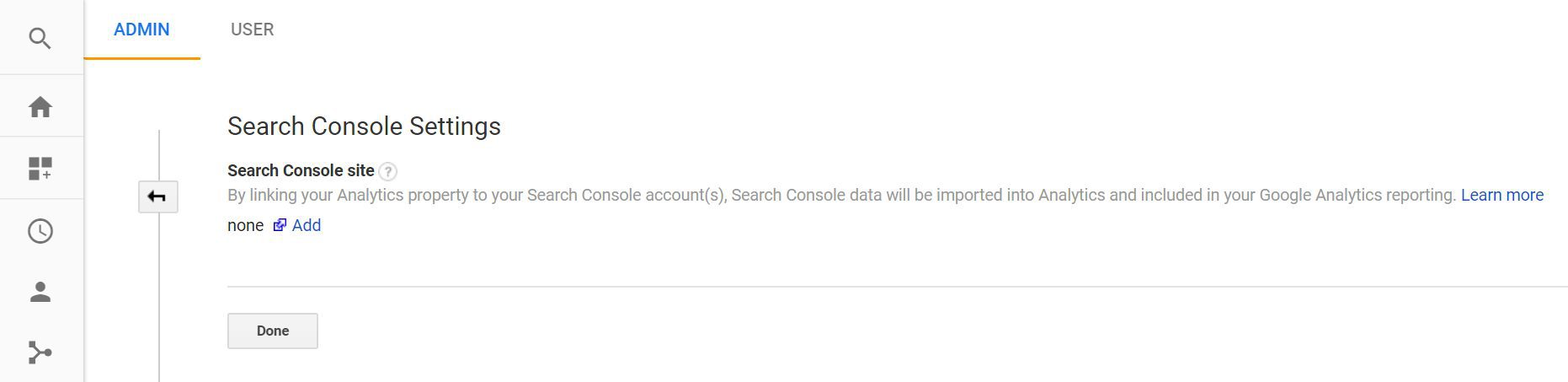 Google search console settings